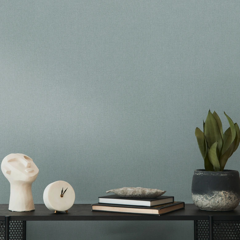 Unitapete mit feiner Struktur Blau-Grau – Einfarbige Vliestapete modern & dezent 