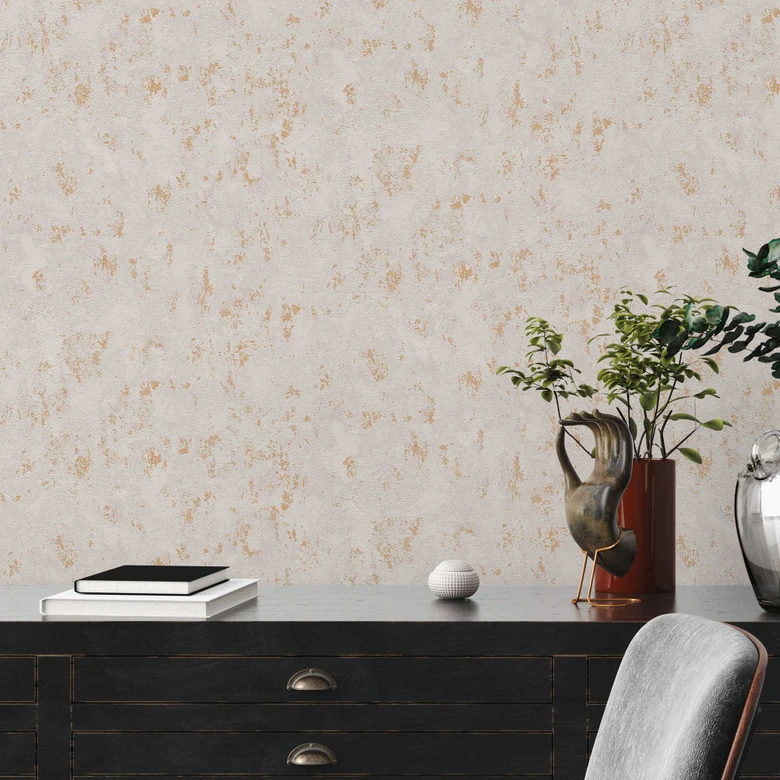 Strukturtapete Metallic-Effekt Beige Grau Gold - moderne Vliestapete 