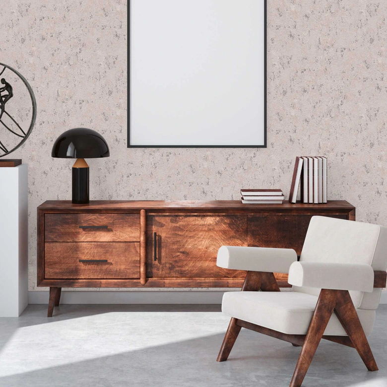 Tapeta z efektem metalicznym szaro-beżowo-srebrna - nowoczesna tapeta teksturowana 