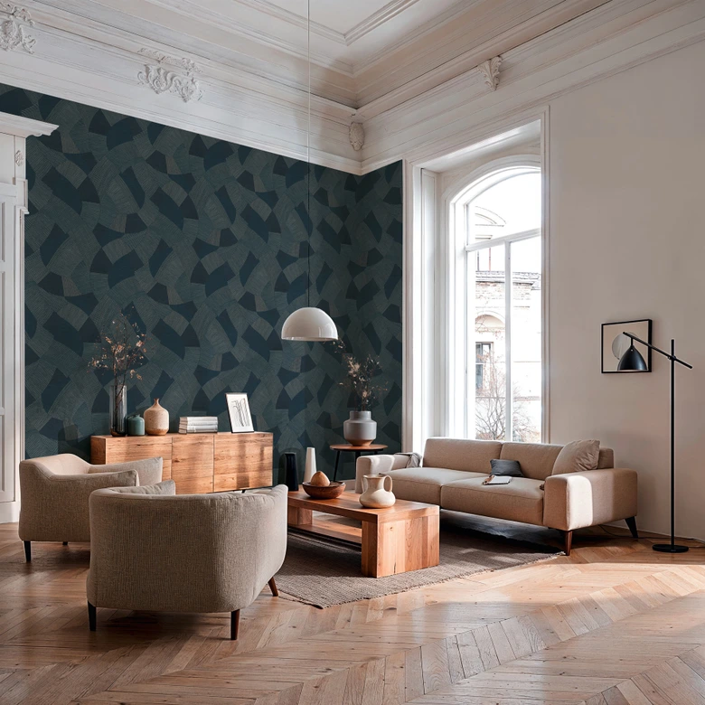 Ikke-vævet tapet geometriske former blå beige tapet tapet geometrisk 