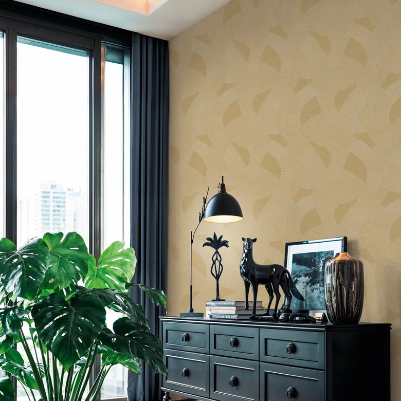 Non-woven wallpaper geometric shapes brown yellow wallpaper wallpaper geometric 
