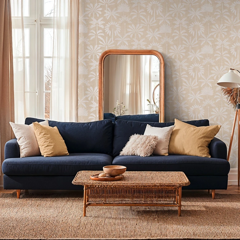 Ikke-vævet tapet palmer beige creme hvid metallisk tapet tapet blade natur 