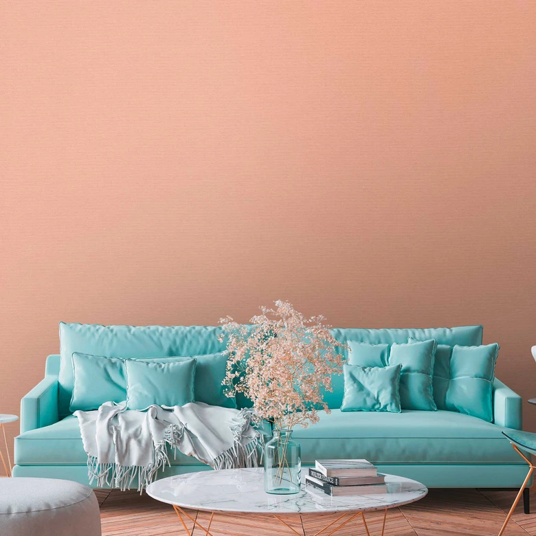 Papier peint intissé avec structure tissée horizontale Rose 