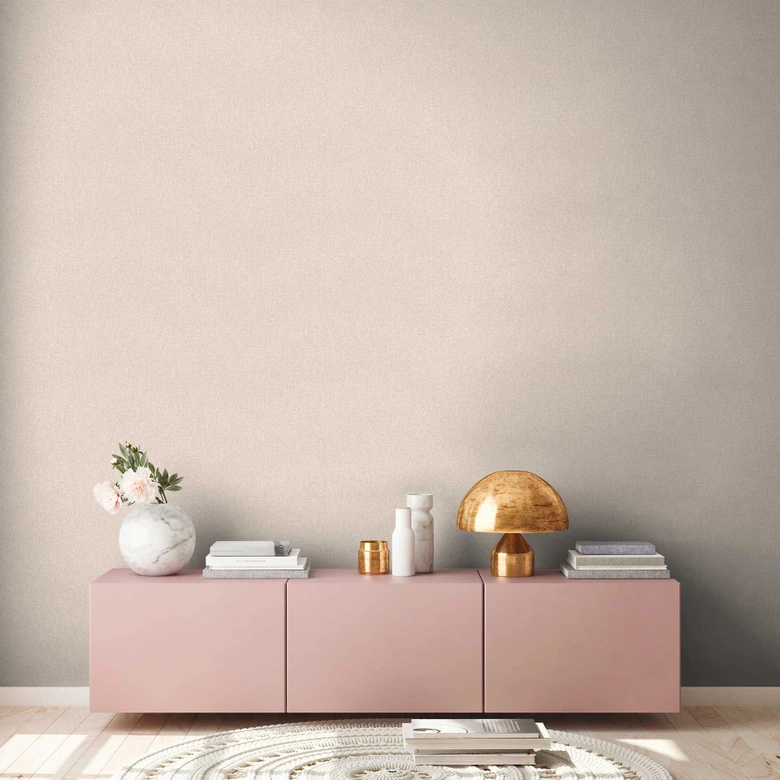 Unitapete mit Strukturmuster Beige Grau - Tapete mit Gewebe-Optik  