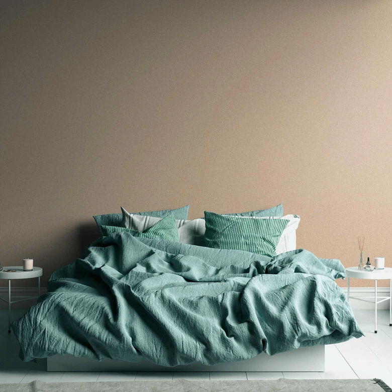Unitapete mit Strukturmuster Beige - Tapete mit Gewebe-Optik  