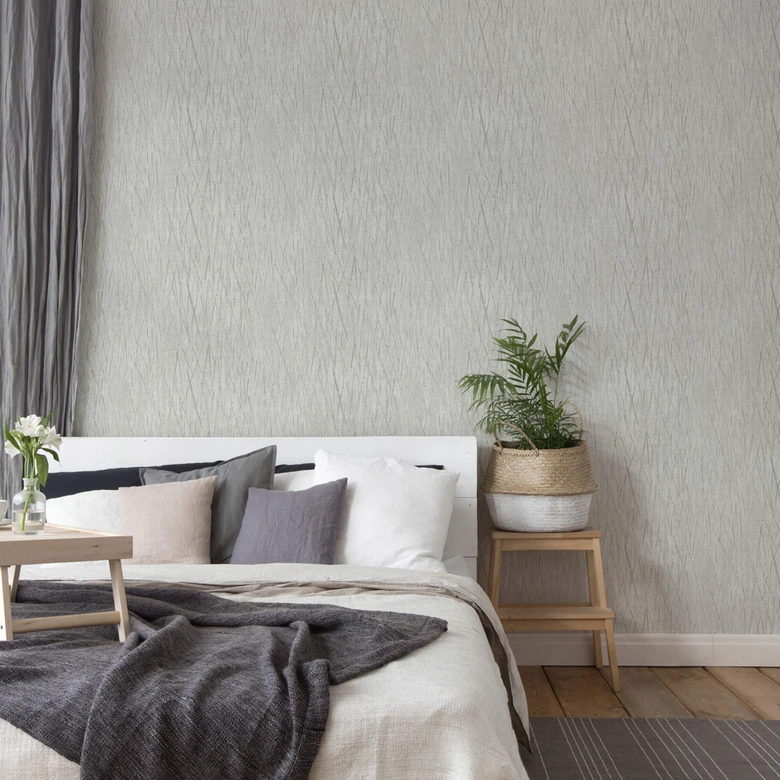 Papier peint texturé gris avec effet métallisé argenté Papier peint intissé Hygge  