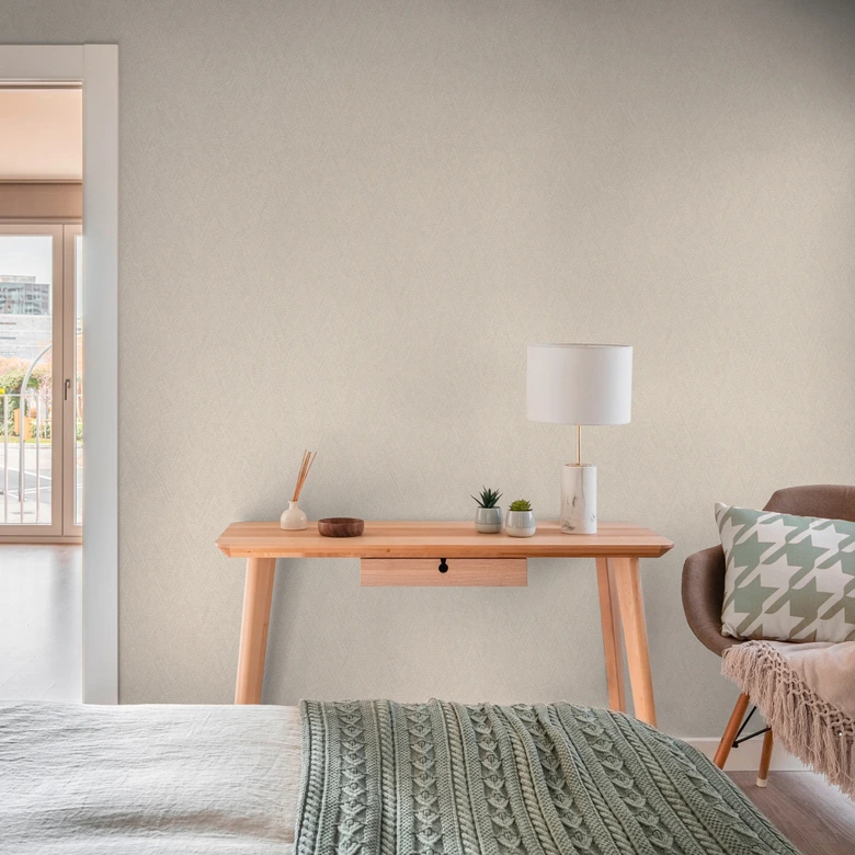 Strukturtapete Fischgrät Beige Creme – Vliestapete dezent textilartig modern 