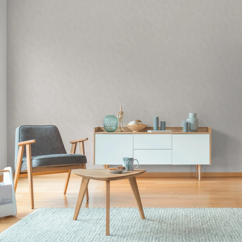 3D-Tapete Kreismuster Creme Weiß – elegante Vliestapete mit feiner Struktur 