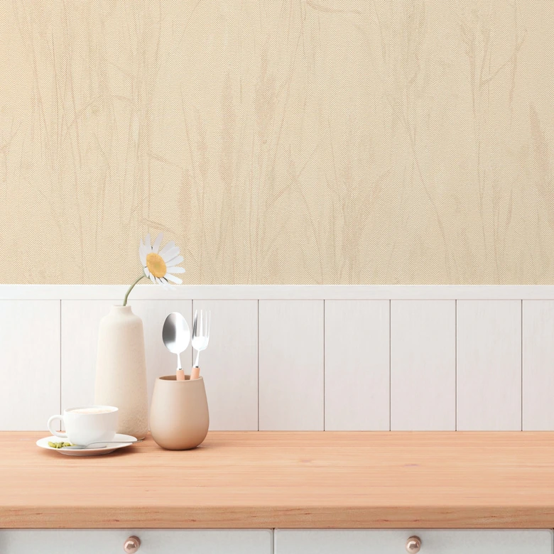 Grastapete Beige-Gelb – Warme Naturtapete mit sonnigem Grasmotiv 