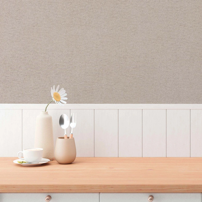 Unitapete mit Leinen-Optik Braun Beige – Einfarbige Vliestapete strukturiert 