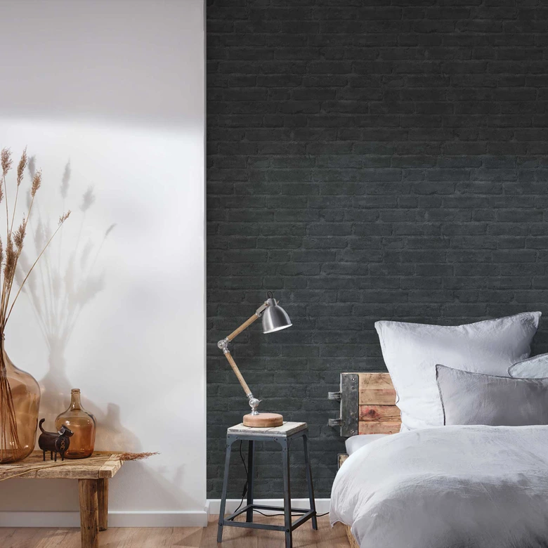 Livingwalls Vliestapete Industrial Tapete in Backstein Optik grau, schwarz, anthrazit 