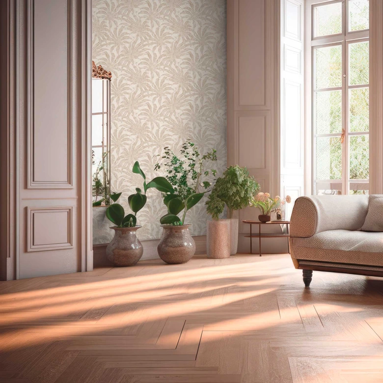 papier peint végétal beige or brillant - papier peint à motifs avec design de jungle 