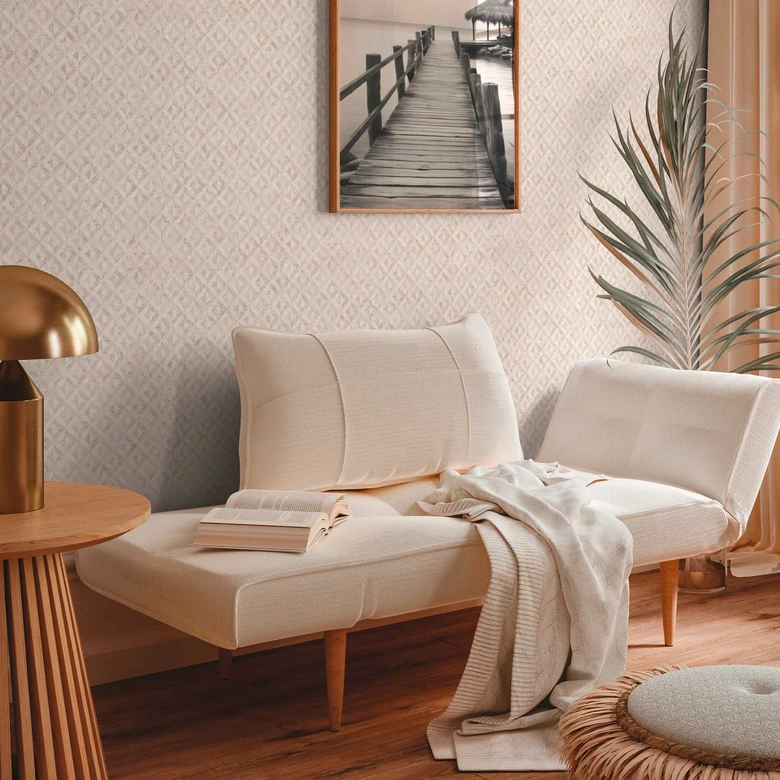 papier peint graphique à carreaux blanc or - papier peint à motifs légèrement brillant  