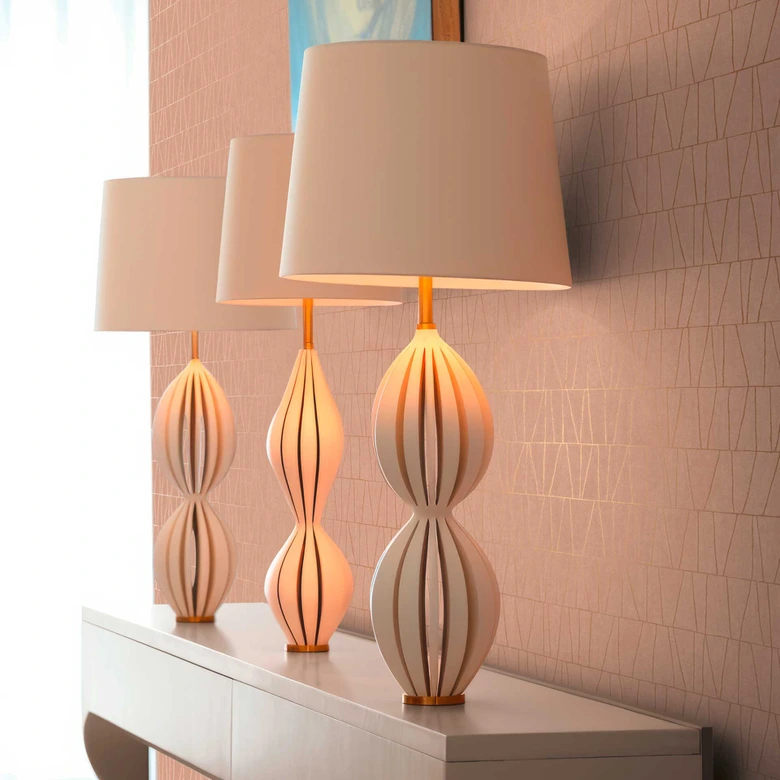 Papier peint graphique avec motif de lignes or rose - papier peint graphique ligné - papier peint intissé 