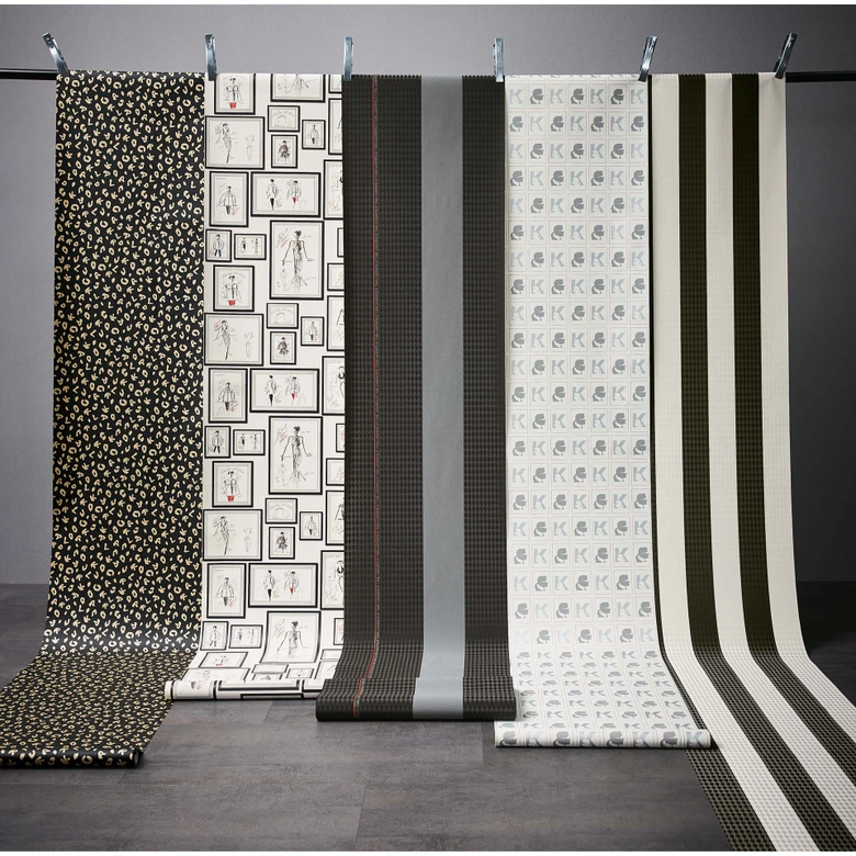 Karl Lagerfeld Papier peint fantaisie léopard Métallique, Noir 