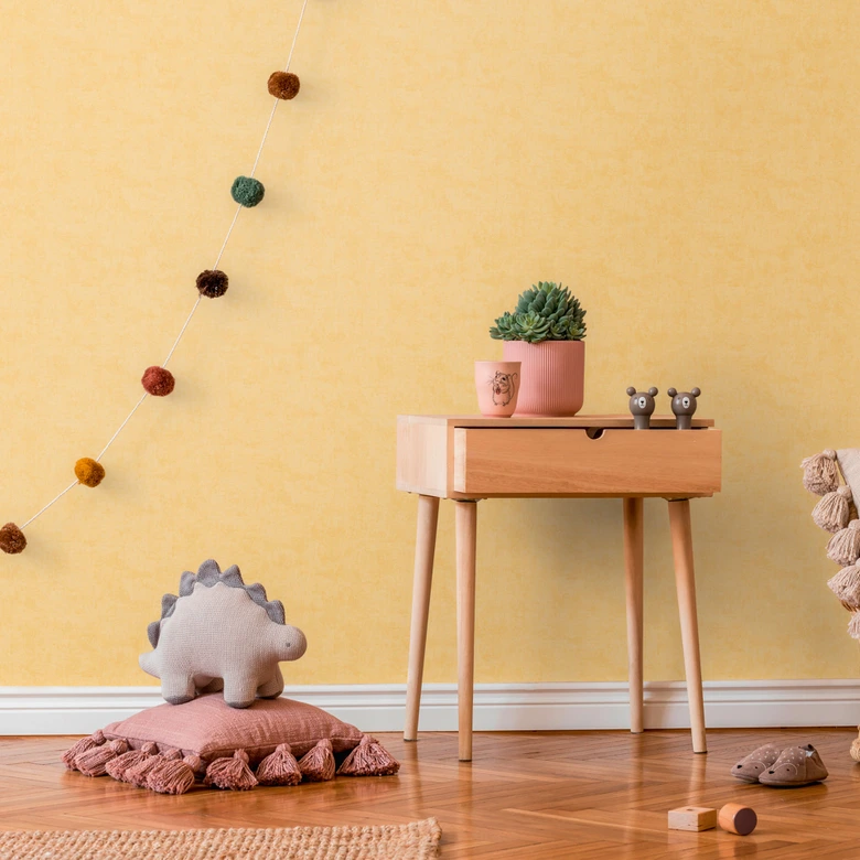 Unitapete Kinderzimmer Senfgelb - Einfarbige Unitapete 