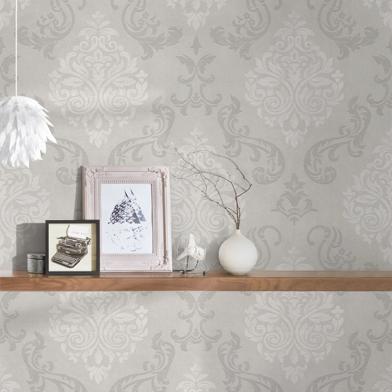 A.S. Création tapet Memory 2 Beige, Råhvid, Metallisk 