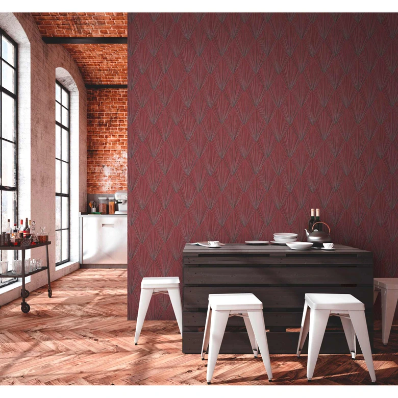 Papel pintado tejido-no tejido Livingwalls Papel pintado Art Déco Metropolitan Stories Ava New York metalizado, rojo, negro 