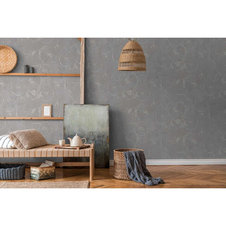 Livingwalls Metropolitan Stories 2 Nala - Cape Town Papier peint géométrique, Gris, Métallique, Blanc 