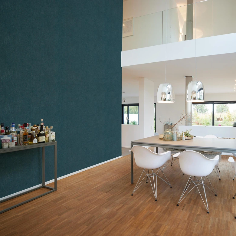Strukturtapete ozeanblau, gold, Vliestapete My Home My Spa von Livingwalls  