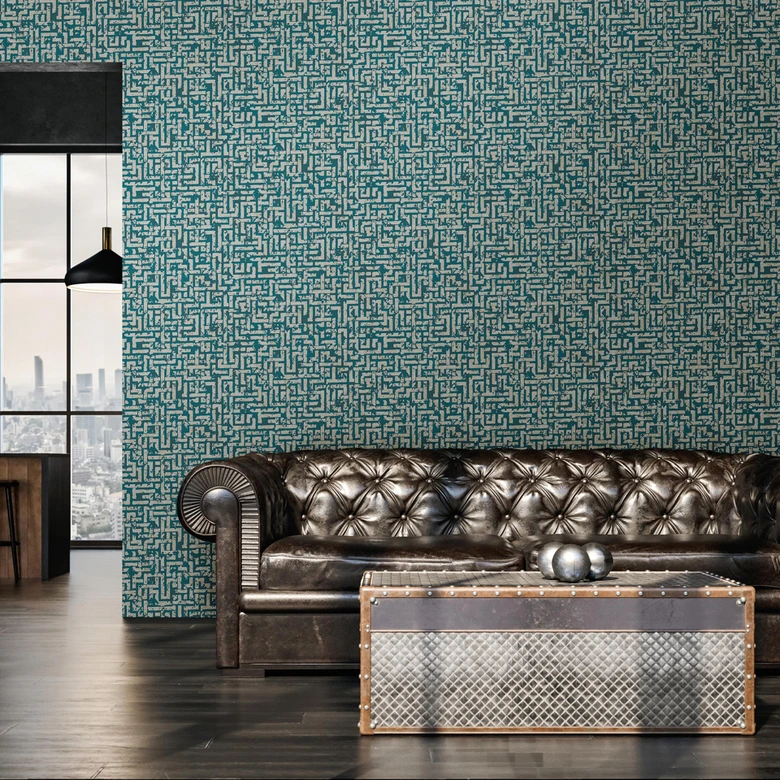 Livingwalls Ethnotapete My Home My Spa Vliestapete Study Libary Home ozeanblau, gold, silber 