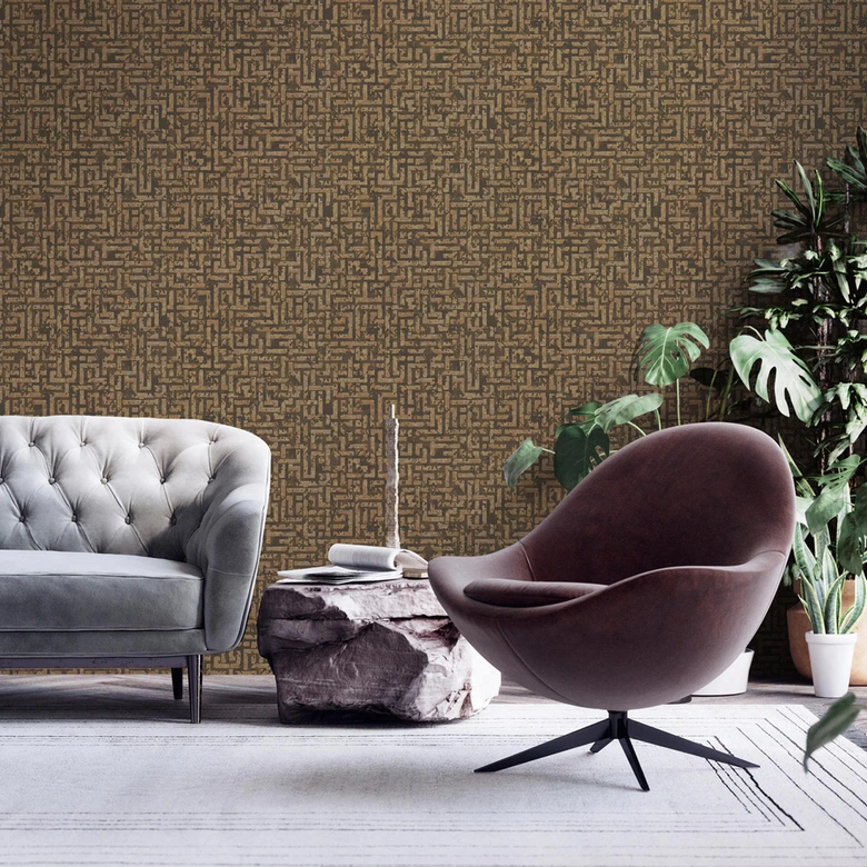 Livingwalls Ethnotapete My Home My Spa Vliestapete Study Libary Home braun, gold 