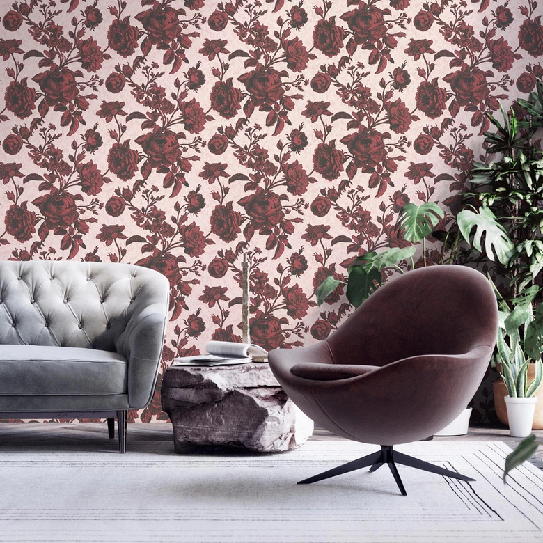 Livingwalls Rosentapete My Home My Spa Vliestapete Romantic Home rot, rosa, schwarz 