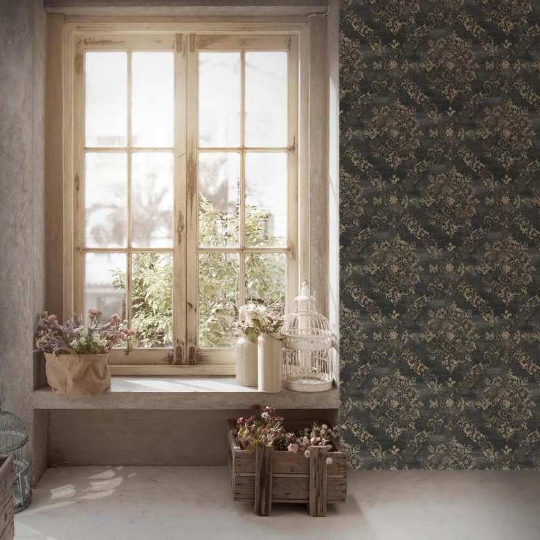 Livingwalls Barocktapete My Home My Spa Vliestapete Romantic Home Vintage umbragrau, perlbeige 