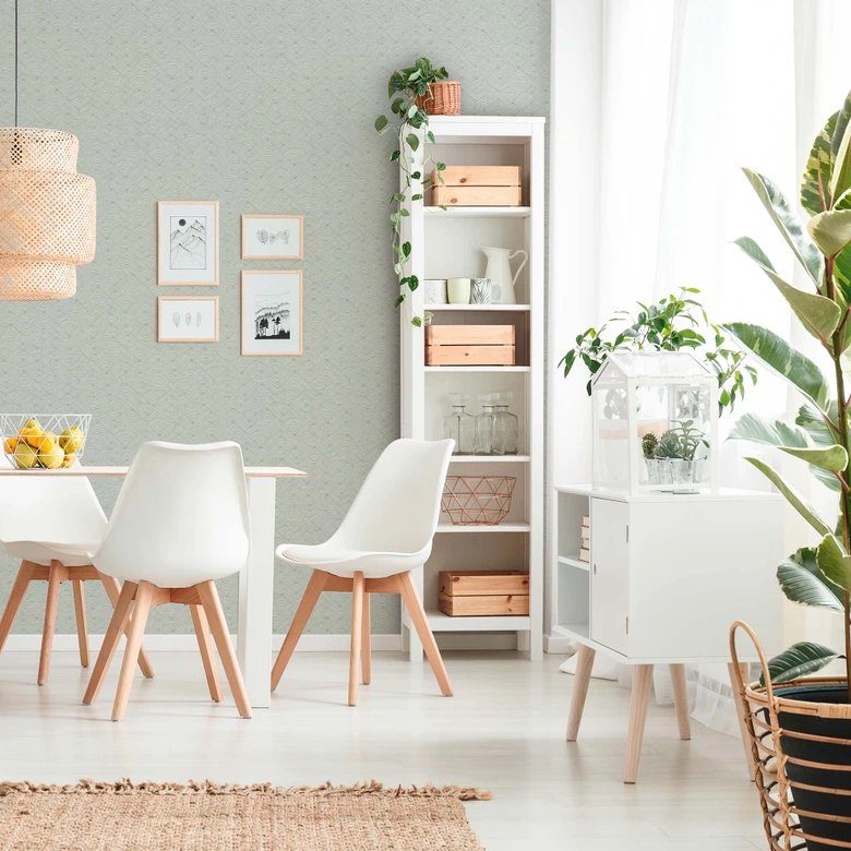Papier peint gris vagues design - papier peint intissé moderne gris clair salon 