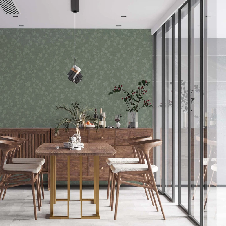 Papier peint Feuilles vertes - floral salon papier peint intissé cuisine 