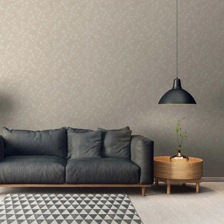 Blatt Tapete Beige modern - florale Blätter Vliestapete Blumen 