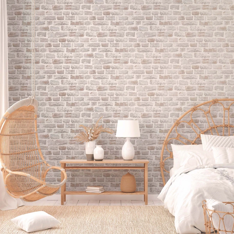 behang stone look - steen behang PVC-vrij van A.S. Création grijs wit 386371 