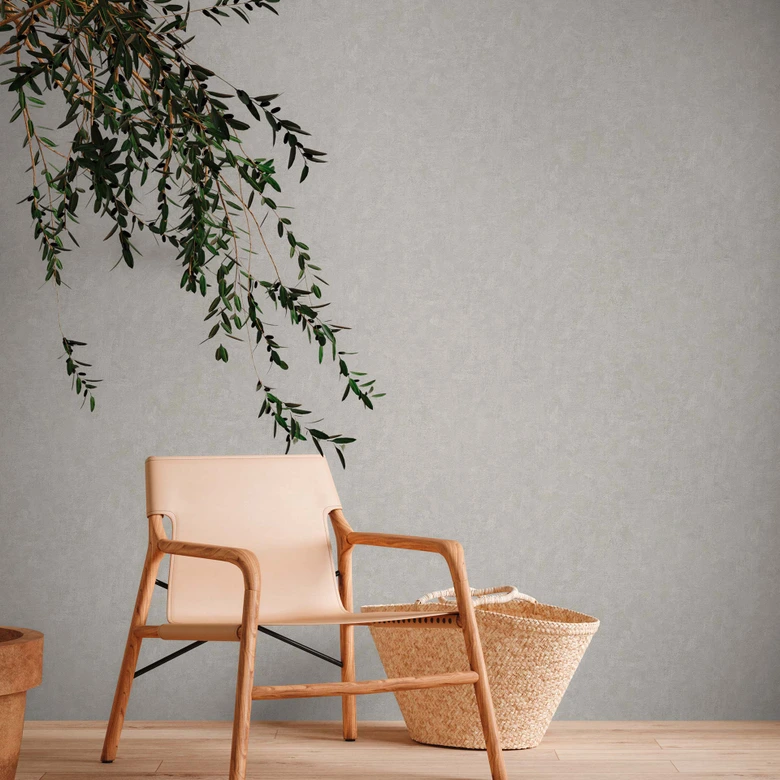 Papel pintado liso aspecto usado - papel pintado no tejido unicolor de A.S. Création Gris sin PVC 386393 