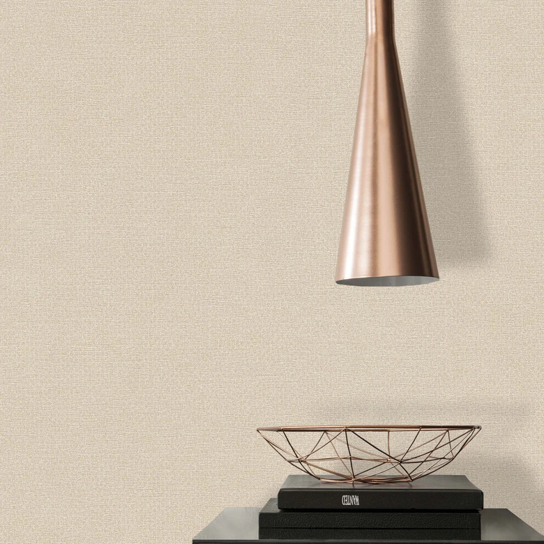 Plain wallpaper beige PVC-free - non-woven wallpaper by A.S. Création light glossy cream 386621 
