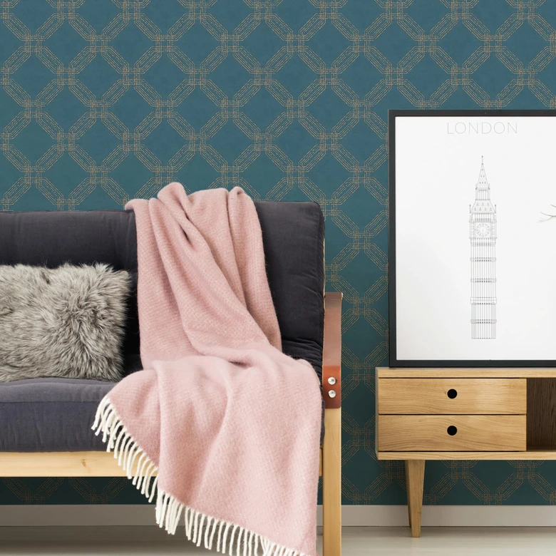 A.S. Création Pop Style Papier peint géométrique - Papier peint mordene Bleu, or 