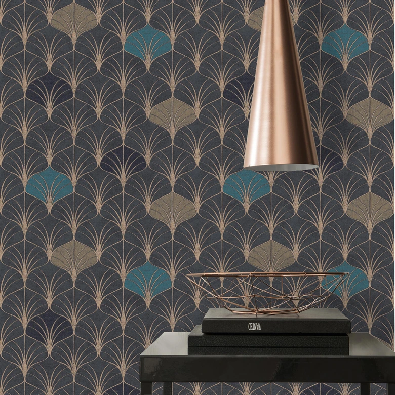 A.S. Création Pop Style Papier peint retro / vintage - Papier peint géométrique or, Noir 