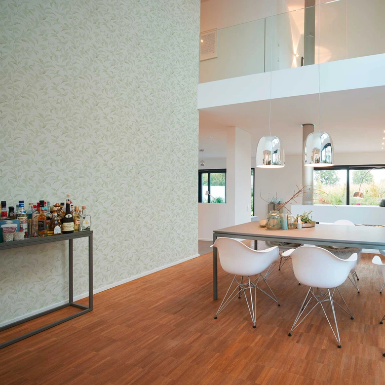Vliestapete Grün Weiß - florale Blättertapete - Tapete Wohzimmer Schlafzimmer Büro 