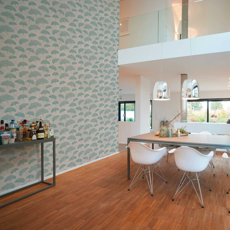 Blättertapete Weiß Grau - Florale Tapete - Vliestapete Wohnzimmer Schlafzimmer Büro 