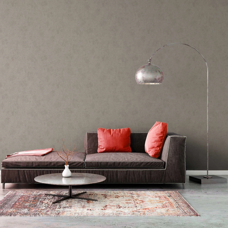 Papel pintado tejido-no tejido gris plata - papel pintado metalizado efecto escayola - estilo industrial para salones 