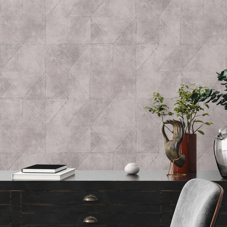 Graficzna tapeta szaro-srebrna - teksturowana tapeta z efektem metalicznym - włókninowa tapeta do salonu kuchnia 