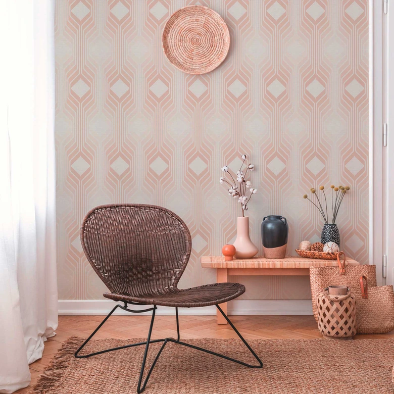 Retro-Tapete Creme Beige - Vintage Vliestapete abstrakt - Mustertapete Strukturtapete 