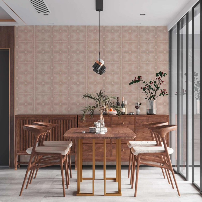 Papel pintado tejido-no tejido vintage beige crema - papel pintado motivo retro gráfico - papel pintado gráfico 