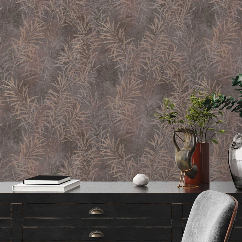 Florale Tapete Grau Beige - Natur-Tapete im Landhaus-Stil - Vliestapete Schlafzimmer Flur 