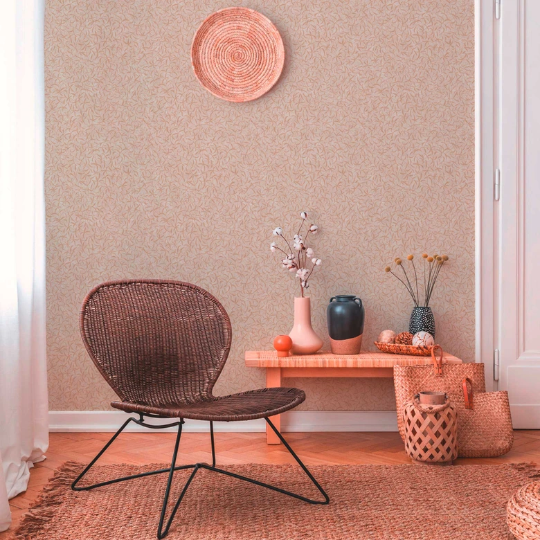 Papier peint fleurs beige crème - papier peint style campagne salon - papier peint intissé chambre couloir 