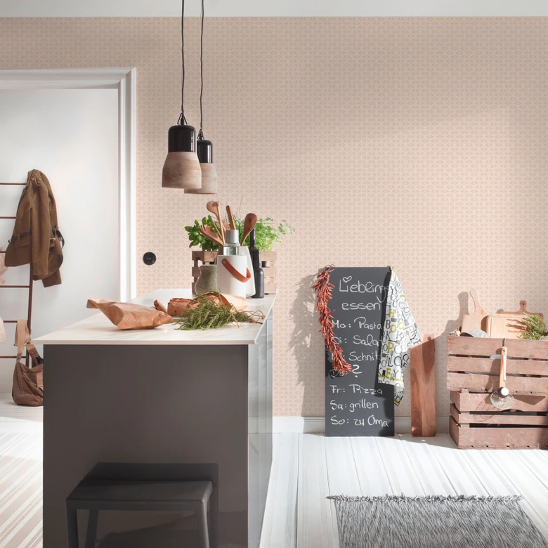 A.S. Création Vliestapete Trendwall 2 Art Deco Tapete creme, metallic, rosa 