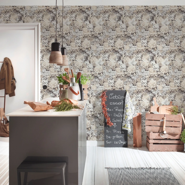 A.S. Création Vliestapete Trendwall 2 Rosentapete floral grau, schwarz, weiß 