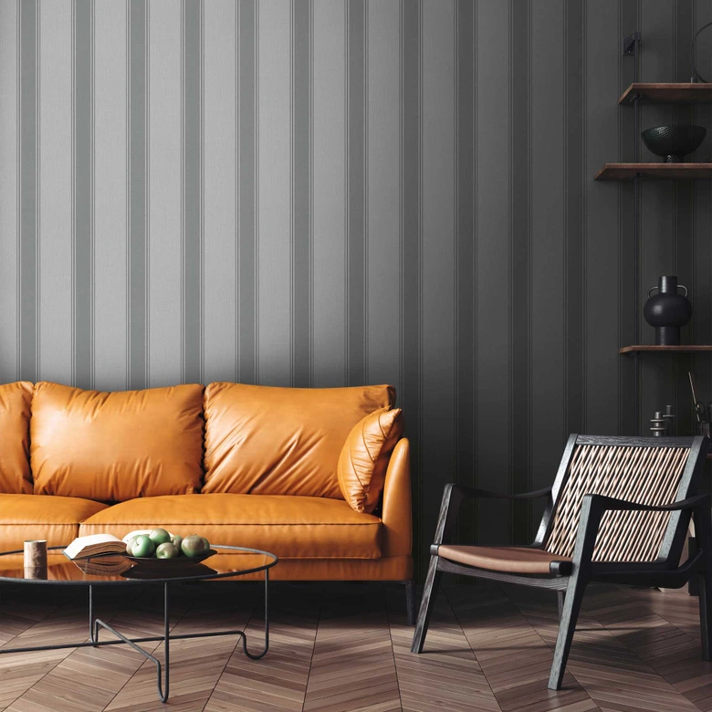 Stripe wallpaper light gray dark gray - non-woven wallpaper with classic stripe pattern 