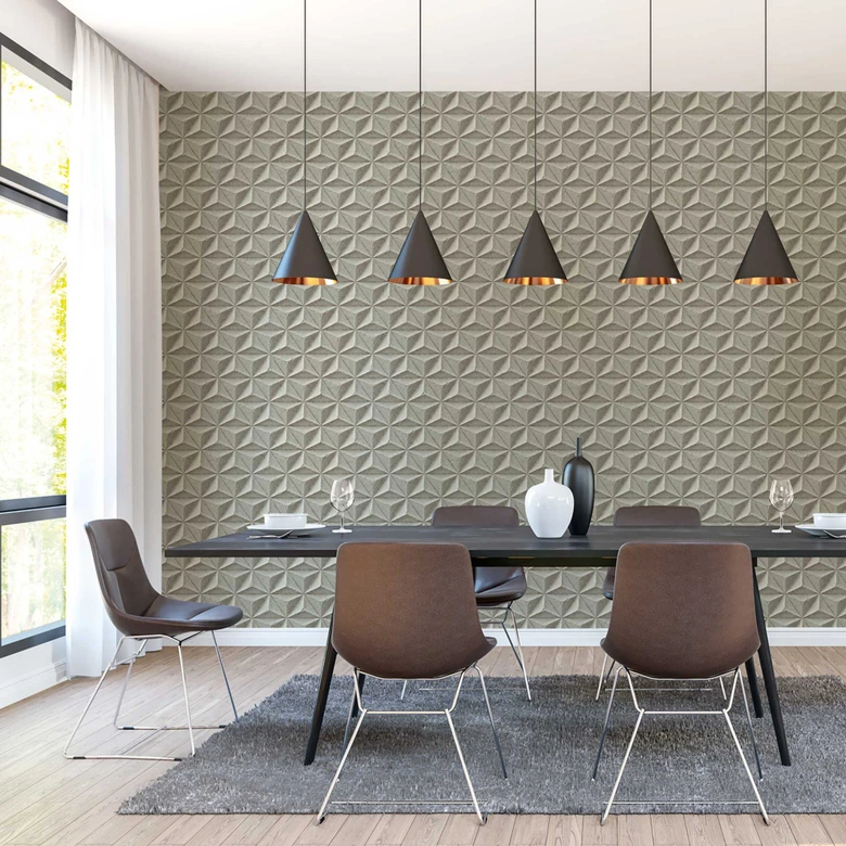 3D-Tapete Betonoptik Grau - Vliestapete mit geometrischem Muster - Industrial Look 