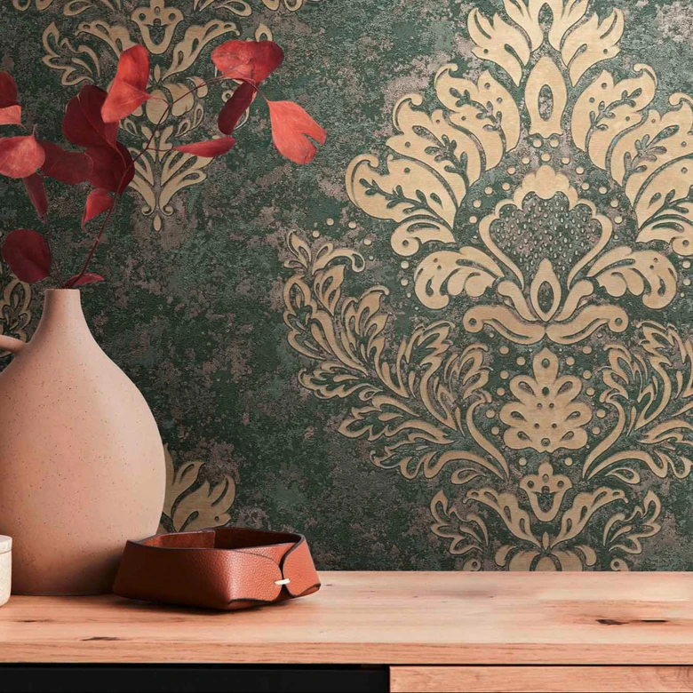 Barokowa tapeta z włókniny Livingwalls Metropolitan Stories Barokowa tapeta A.S. Création 379011 w kolorze beżowym, brązowym, zielonym 