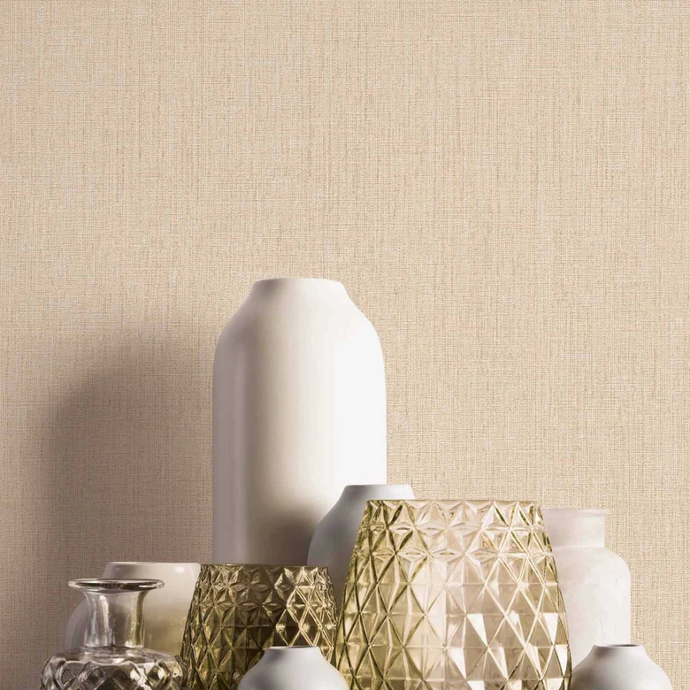 Tekstureret non-woven tapet i lys beige - Enkel elegance til moderne rumkoncepter 